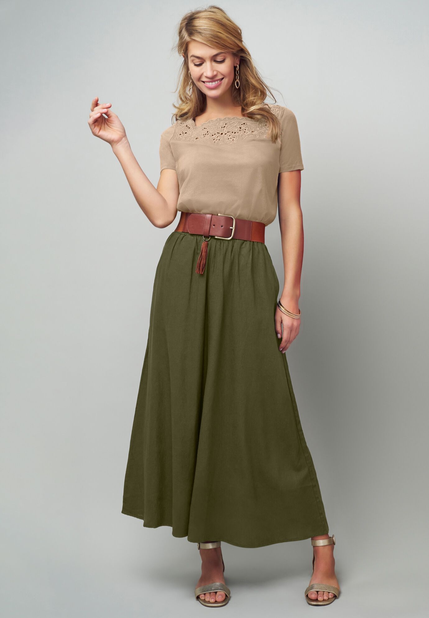 Stretch Cotton Eyelet Cutout Tee, , on-hover image number 1