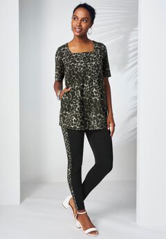 Stretch Cotton Square Neck Tunic
