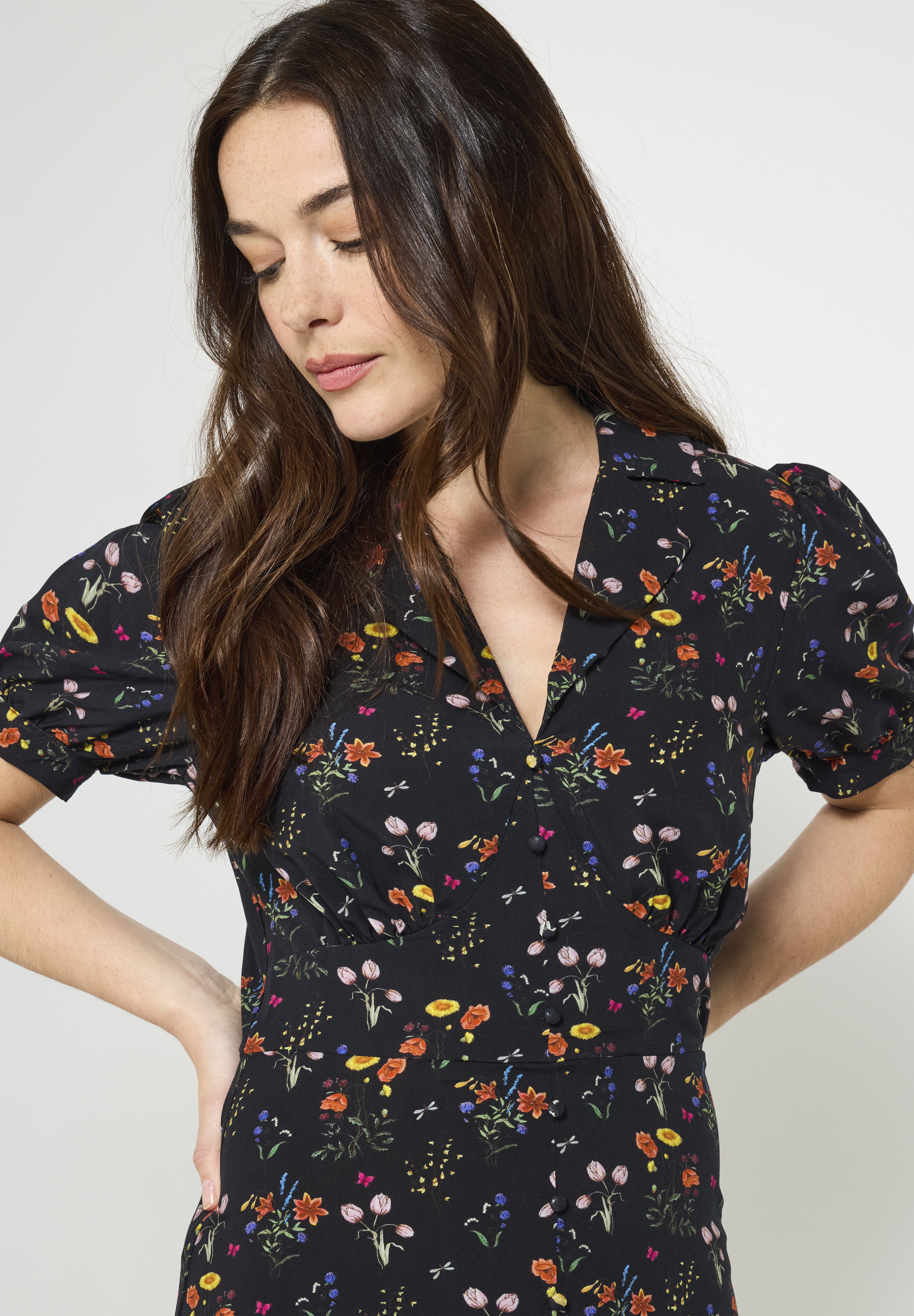 Vintage Midi Dress, BLACK MINI GARDEN, on-hover image number 1