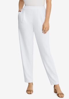 Stretch Knit Crepe Straight Leg Pants