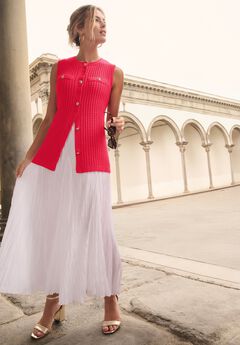 Boxy Stitch Cardigan Sweater Vest