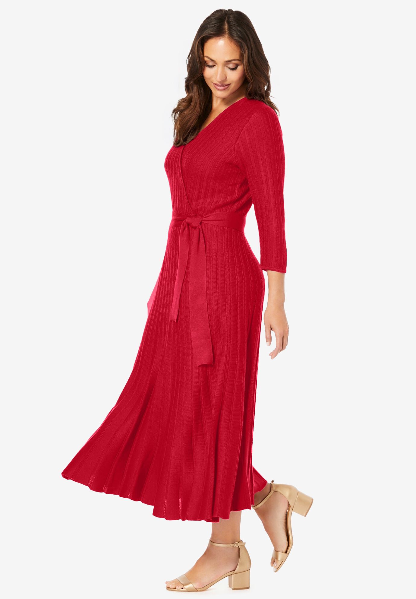 Pullover Wrap Sweater Dress, , alternate image number 2