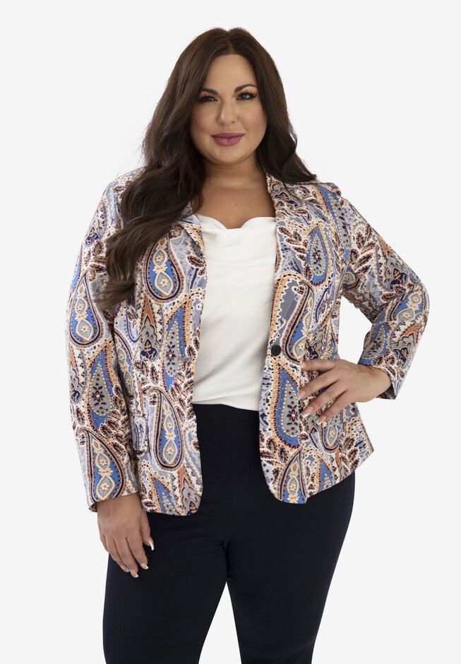 Stretch Crepe Blazer, PAISLEY, hi-res image number null