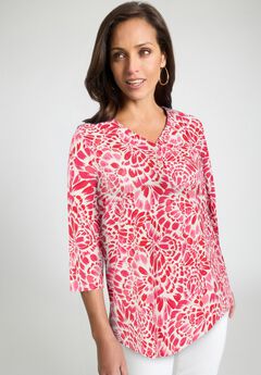 Stretch Cotton Henley Top