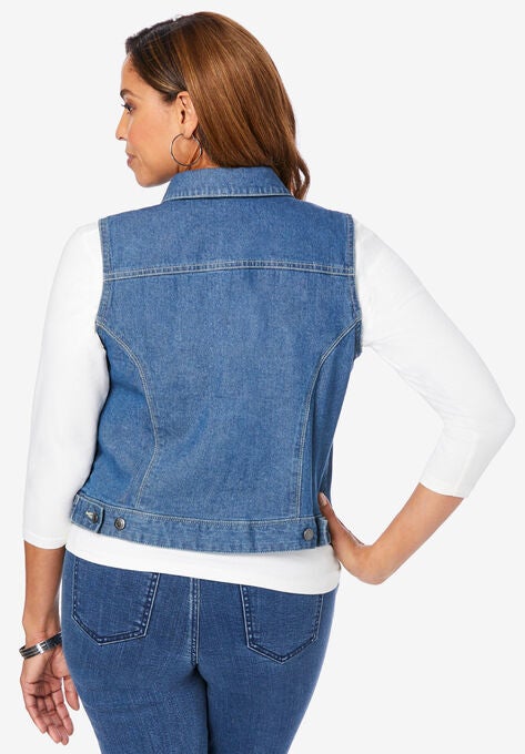 Cropped Denim Vest, , on-hover image number null