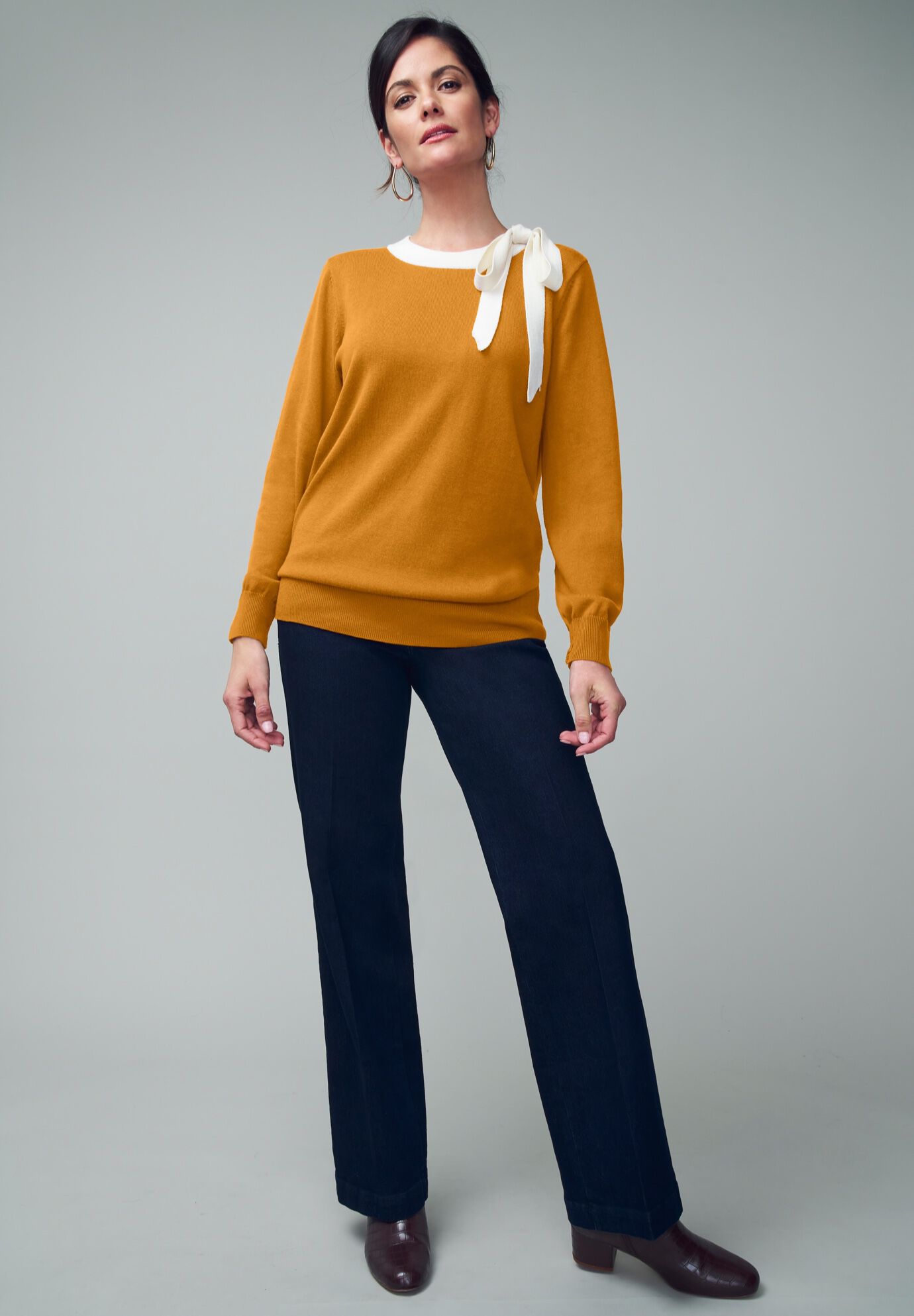 Tie-Neck Sweater, , alternate image number 3