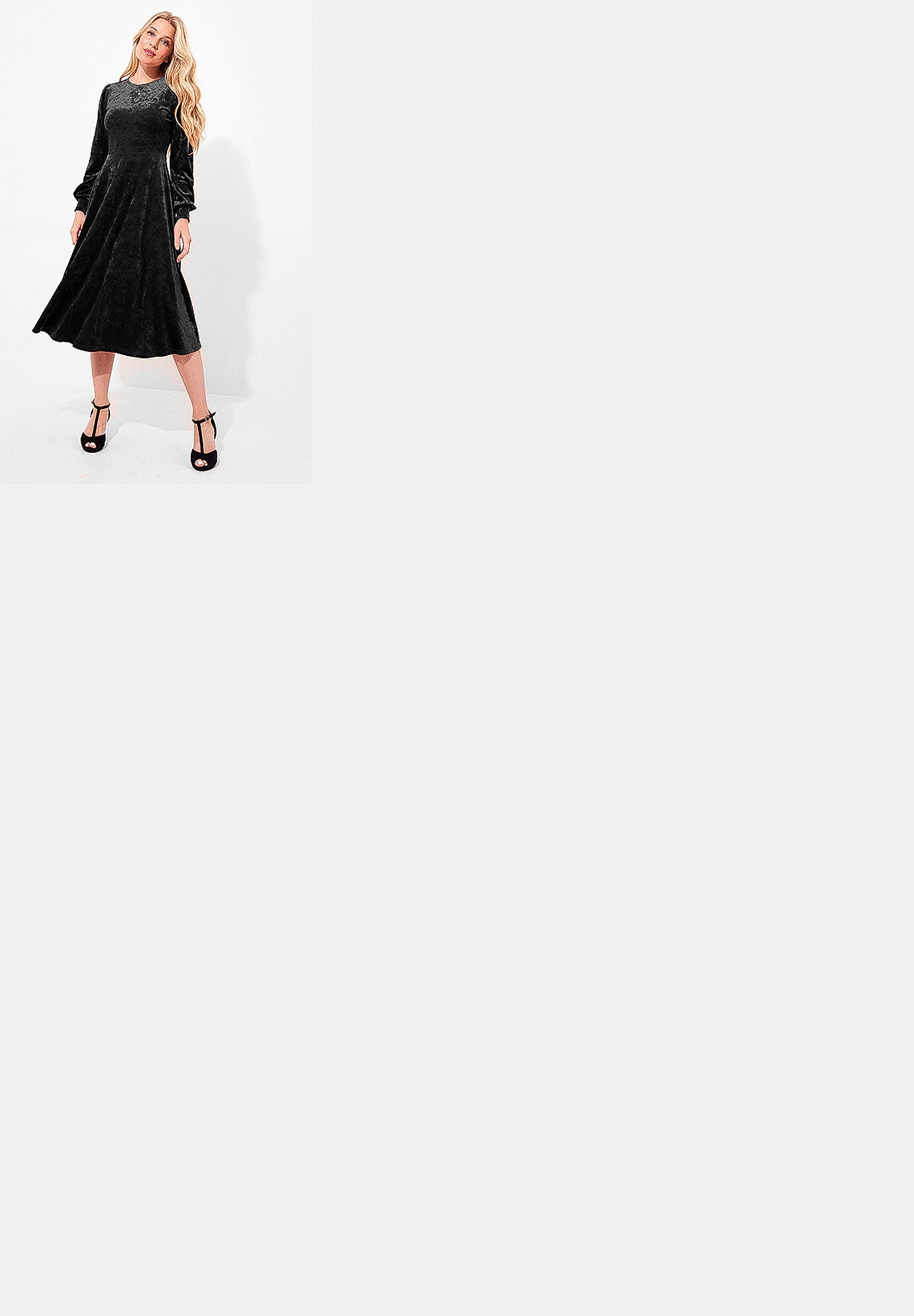 Crushed Velvet Midi Dress, BLACK, hi-res image number 0