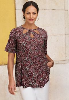 Stretch Knit Cutout Swing Tunic