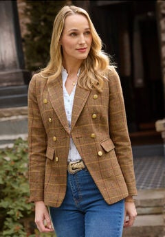 Double Breasted Plaid Blazer