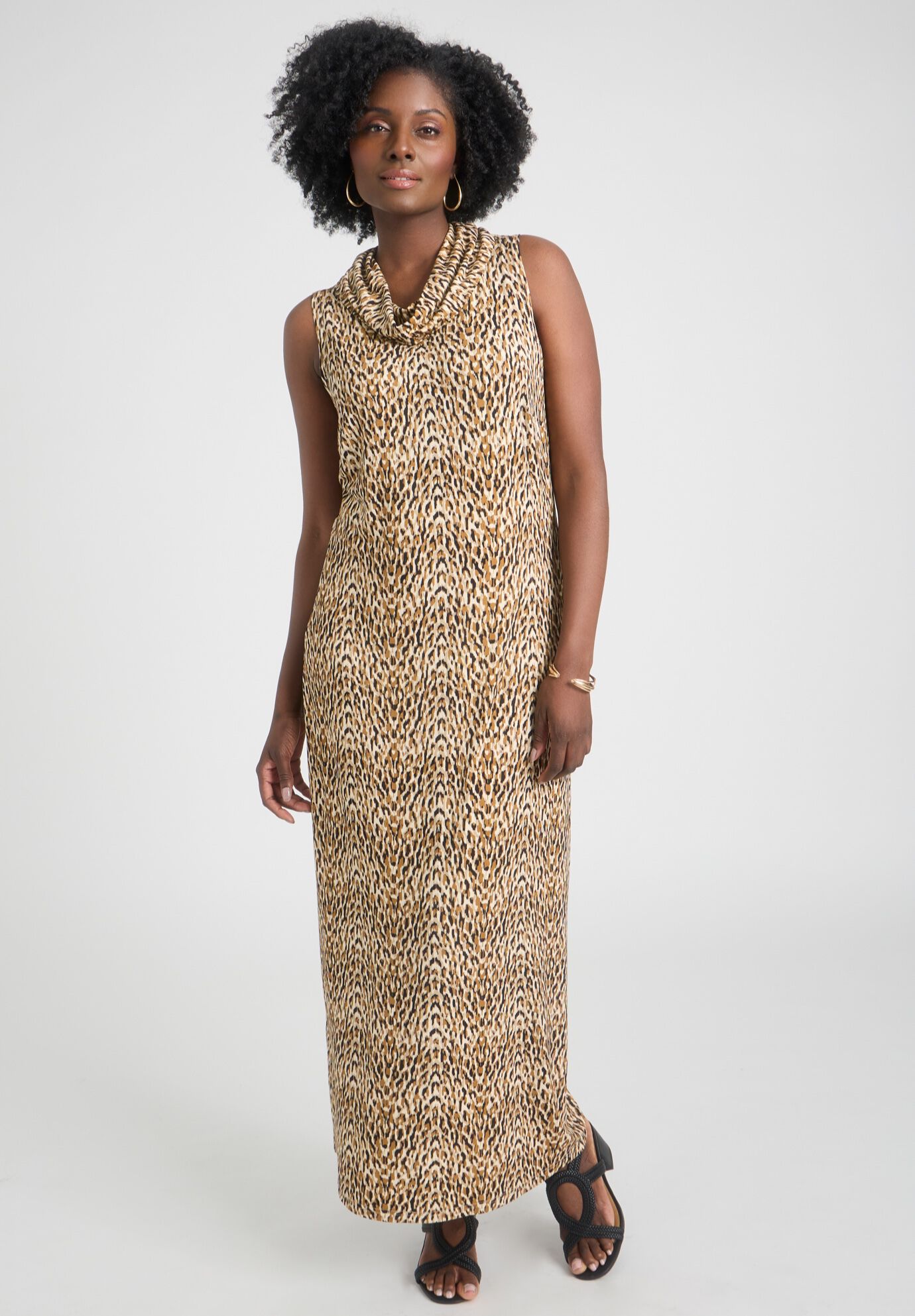 Sleeveless Cowl Neck Maxi, NEUTRAL ANIMAL, on-hover image number 1
