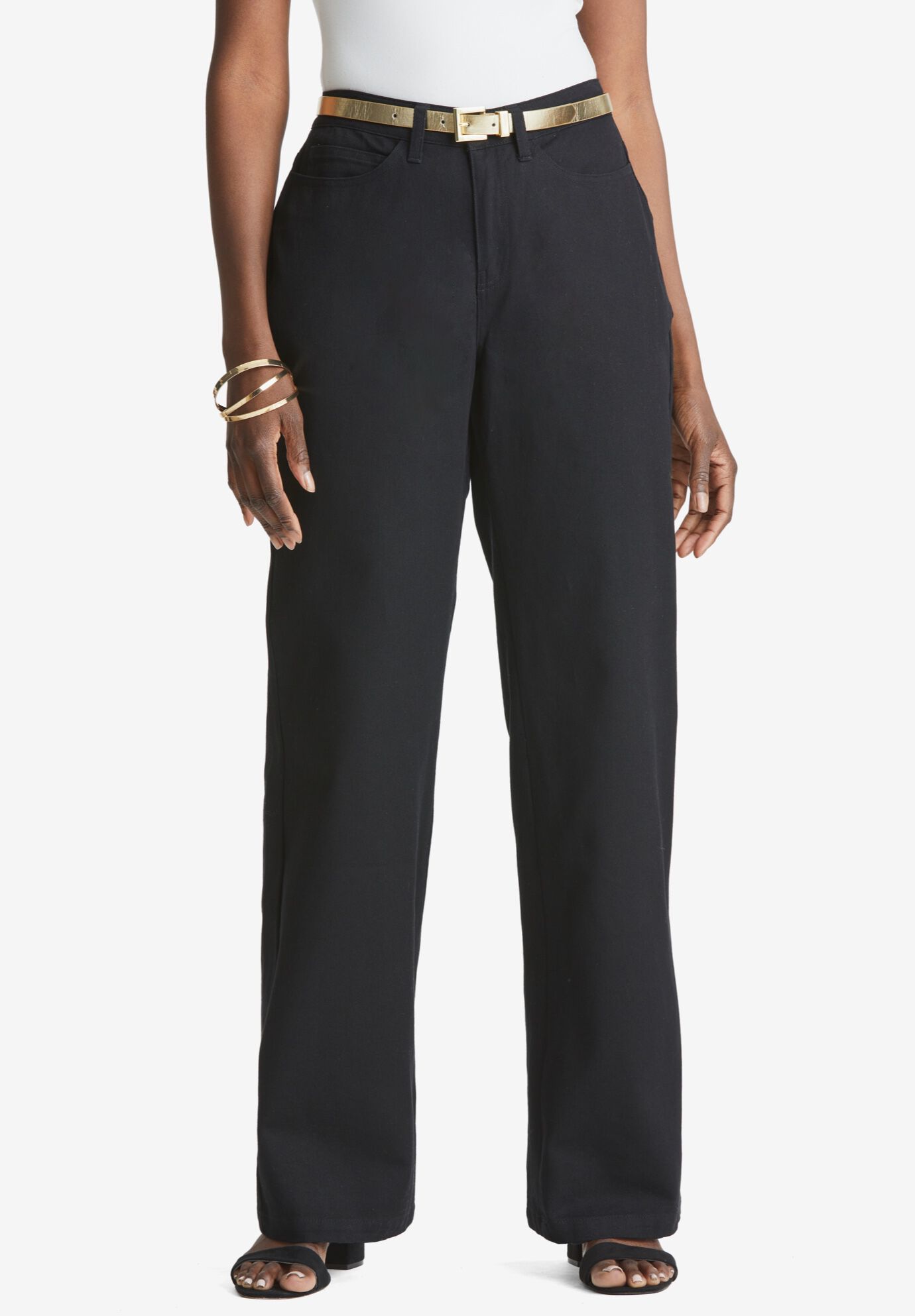Classic Denim Wide Leg Jean, BLACK, hi-res image number 0