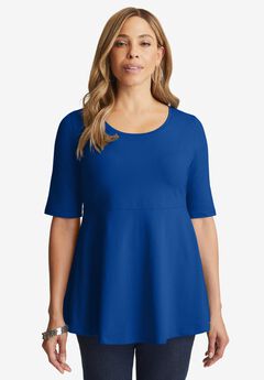 Stretch Cotton Peplum Tunic
