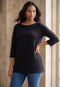 Stretch Cotton Boatneck Tunic