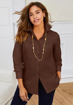 Stretch Cotton Poplin Button Down Shirt