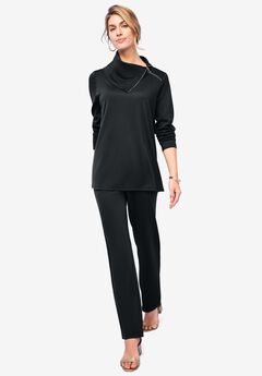 Ponte Split Neck 2-Piece Set