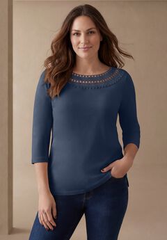 Crochet Trim Boatneck Tunic
