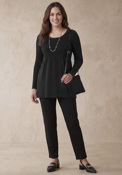 Ribbed Baby Doll Tunic Sweater