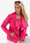 Drape-Front Leather Jacket, PINK BURST, hi-res image number null