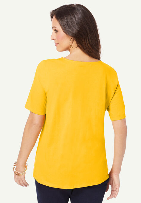 Shirred V-Neck Tee, , on-hover image number null