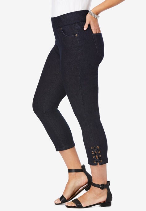Comfort Waist Lace-Up Capri, , alternate image number null