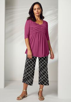Plus Size Wide Leg Pull On Pants