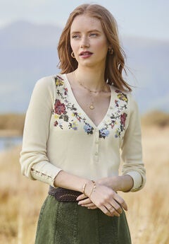 Stretch Cotton Henley Tee