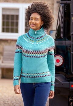 Fair Isle Quarter Zip Sweater