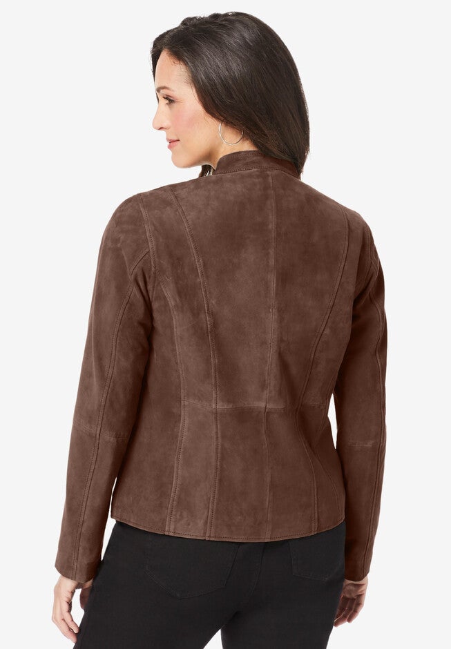 Suede Zip-Front Jacket, , on-hover image number null
