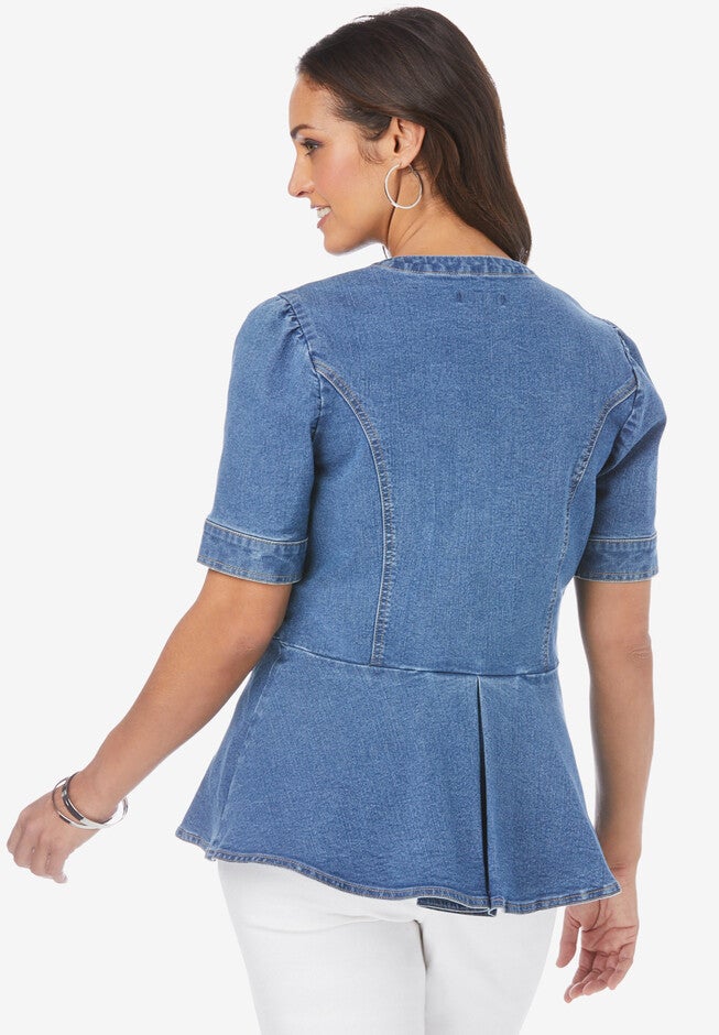 Short Sleeve Denim Jacket, , on-hover image number 1
