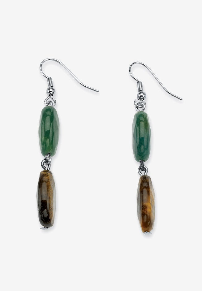 Strand Necklace and Drop Earring Set, Genuine Tiger's Eye and Jasper, , on-hover image number 1