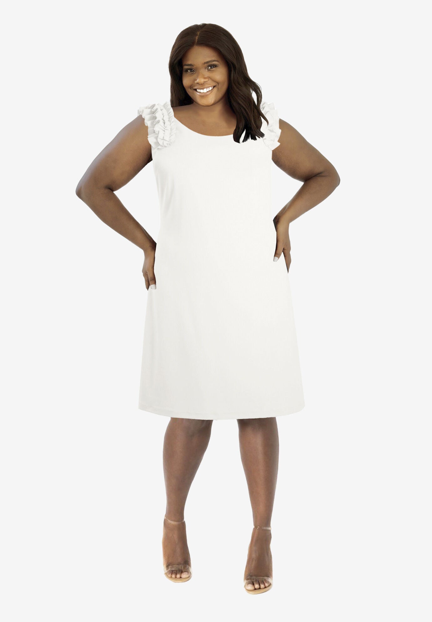 Plus Size Sleeveless Midi Dress, IVORY, hi-res image number 0