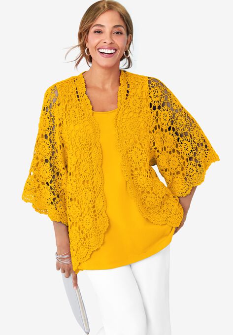 Crochet Cardigan, SUNSET YELLOW, hi-res image number null