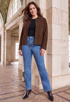 Downtown Suede Jacket with Mandarin Collar
