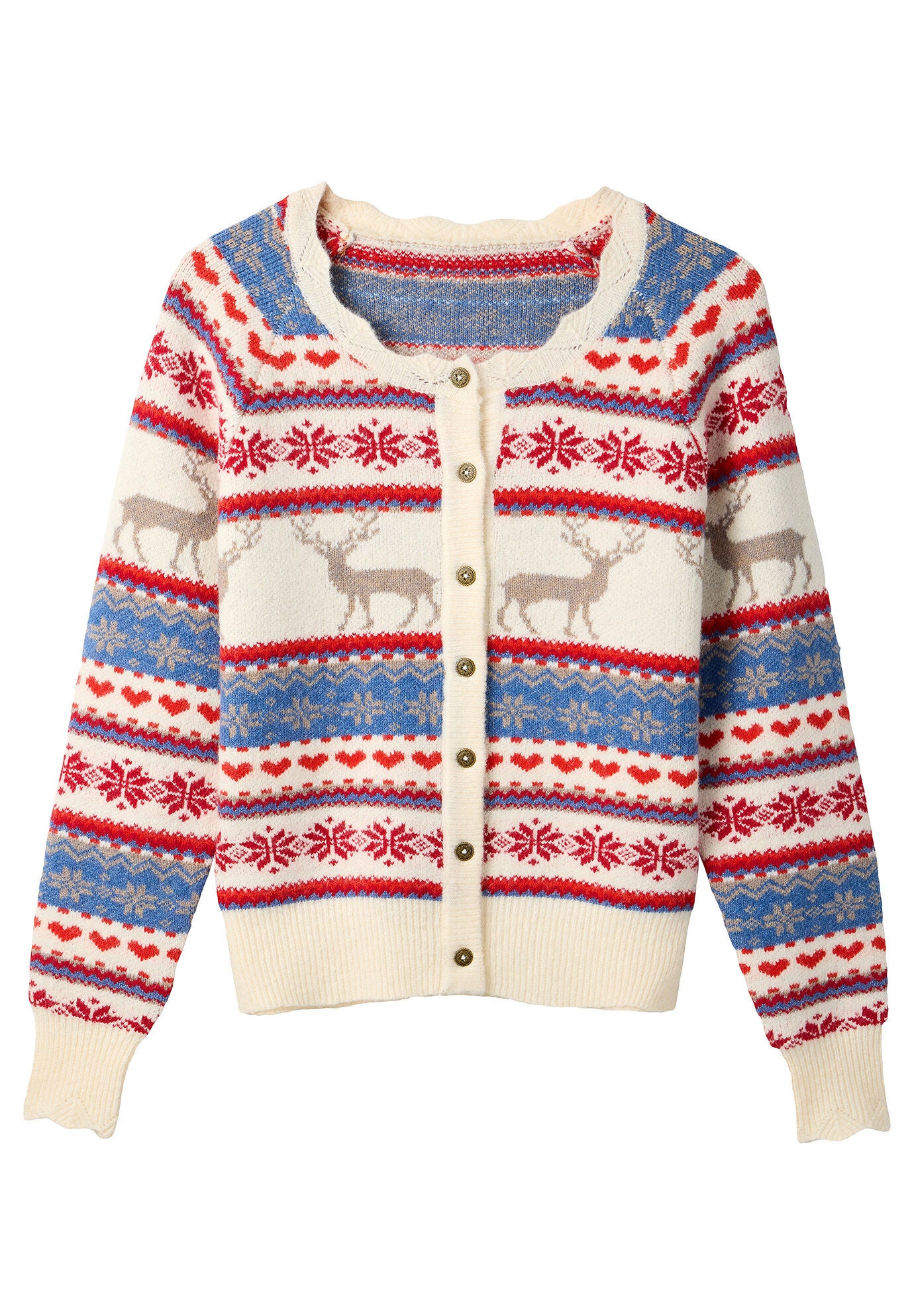 Novelty Reindeer Cardigan Sweater, REINDEER, alternate image number 3