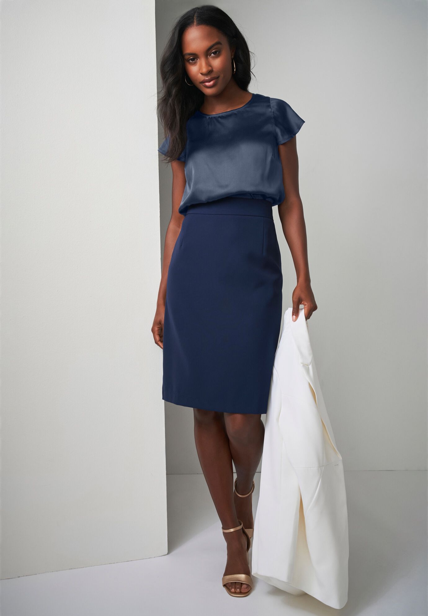 Tummy Control Bi-Stretch Pencil Skirt, , alternate image number 3