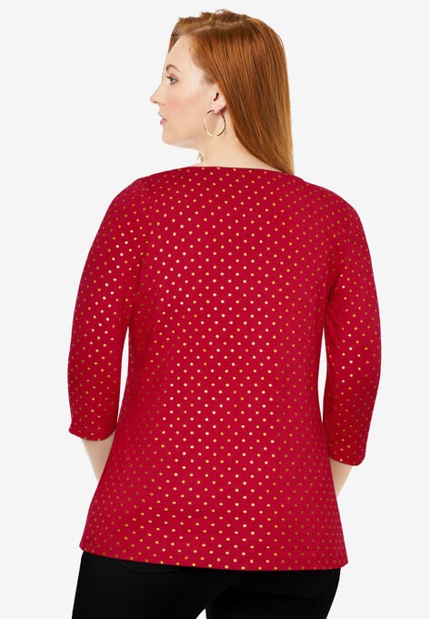 Embellished Scoop Neck Tee, , on-hover image number null