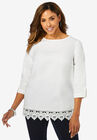 Lace Trim Blouse, WHITE, hi-res image number null
