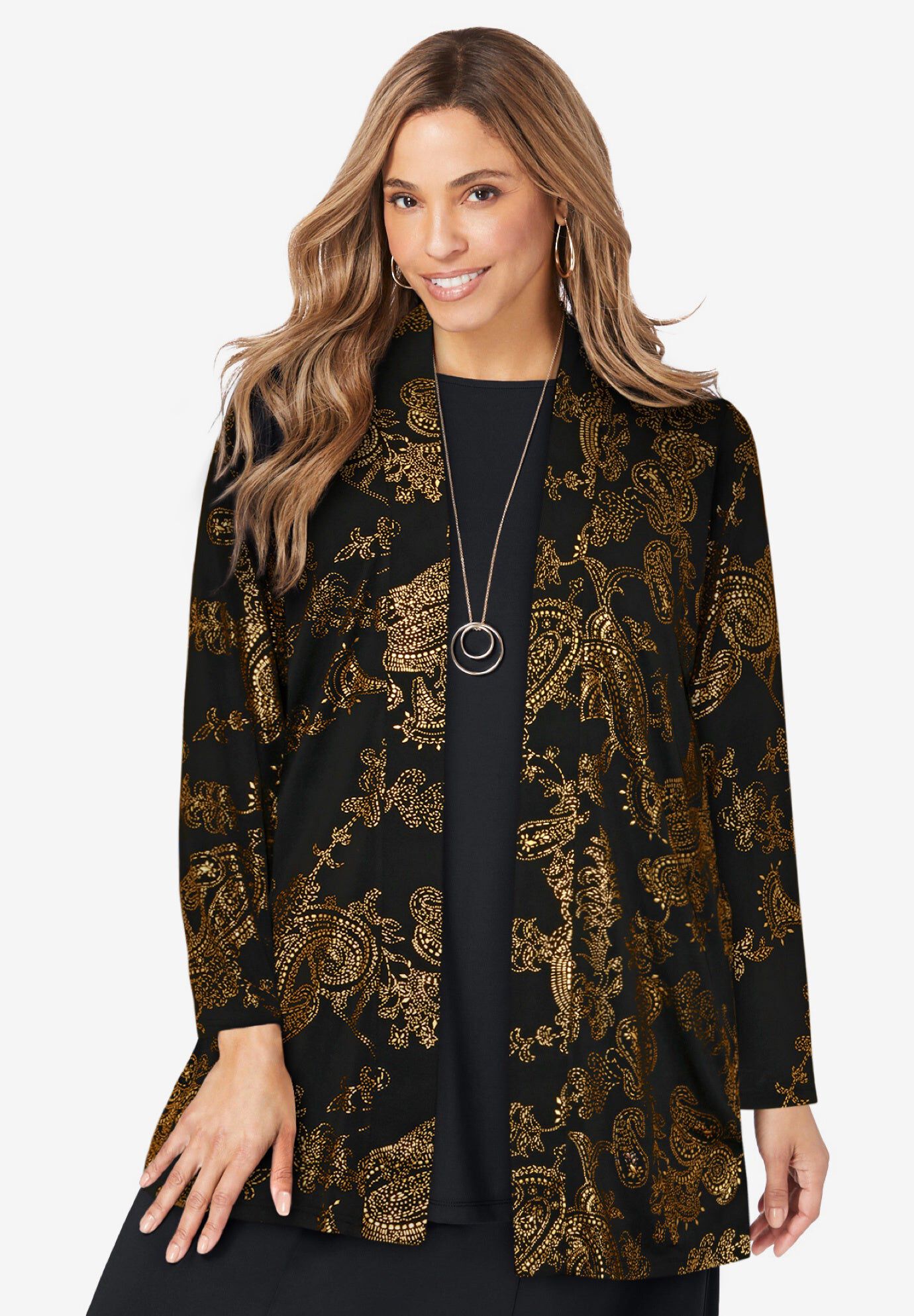 Stretch Knit Open Front Knit Topper