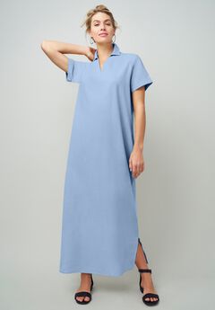 Linen Short Sleeve Maxi Dress