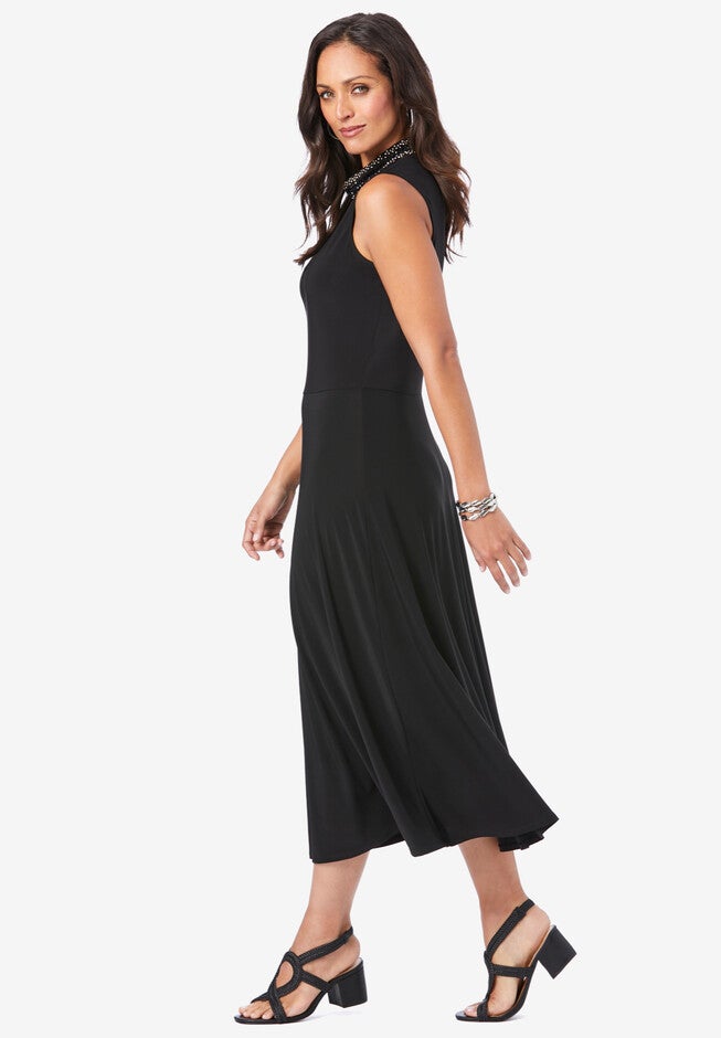 Jeweled Mock Neck Dress, , alternate image number 2