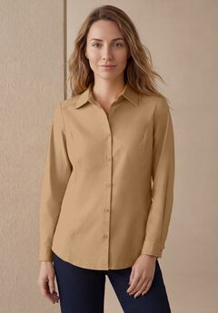 Stretch Cotton Poplin Button Down Shirt