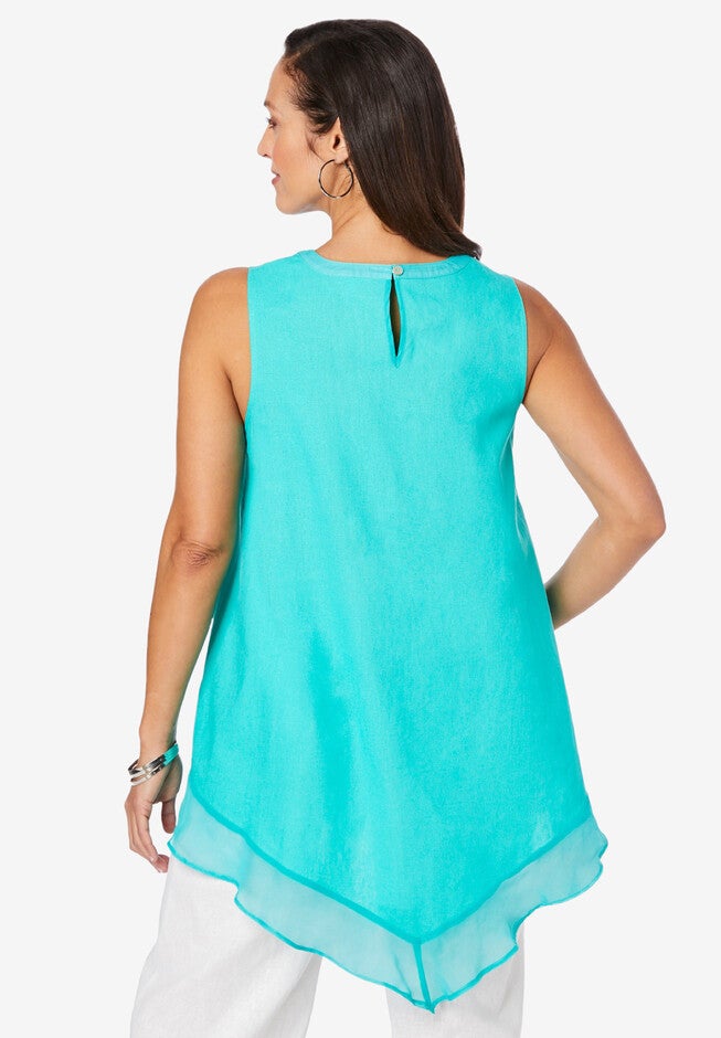 Linen Handkerchief Hem Blouse, , on-hover image number 1