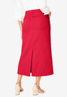 Classic Cotton Denim Midi Skirt, , on-hover image number null