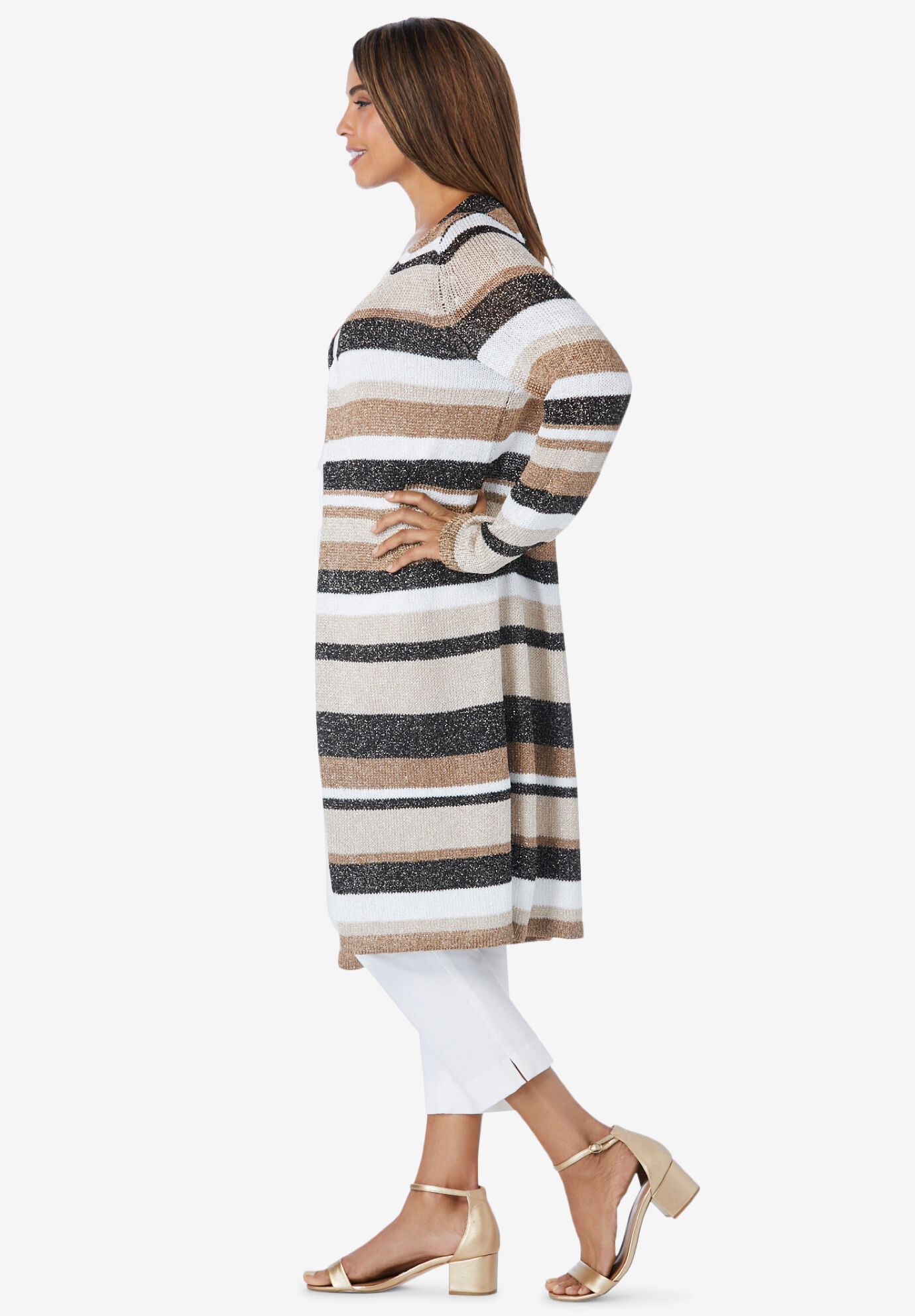 metallic duster cardigan