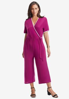 Stretch Knit Cropped Wide Leg Jumpsuit