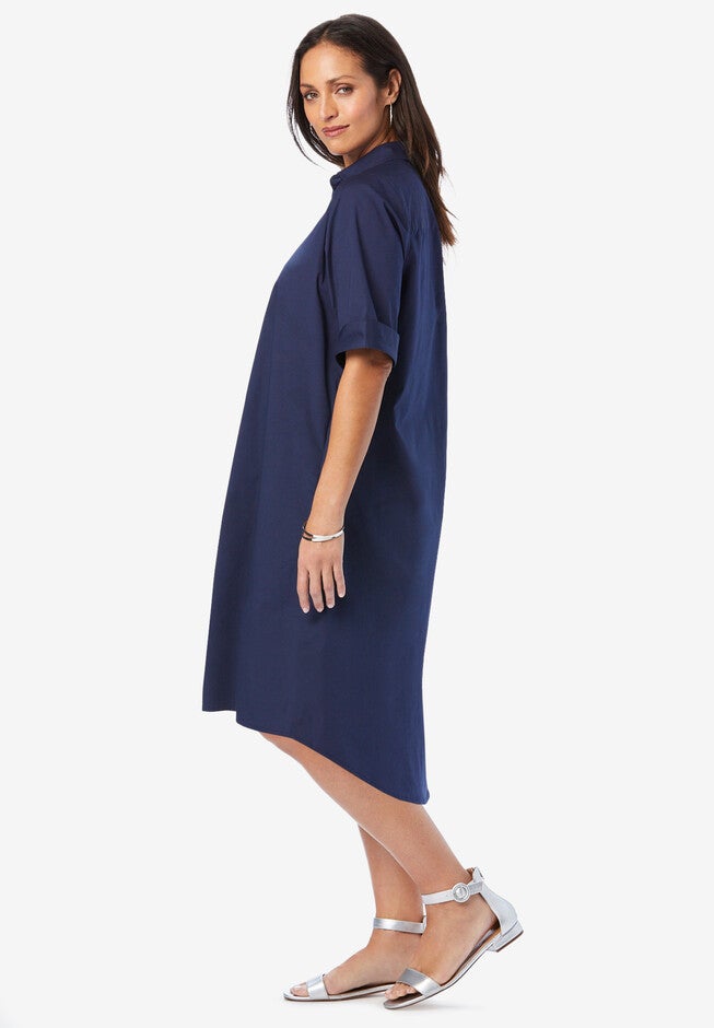 Collared Cuff Sleeve Dress, , alternate image number 2