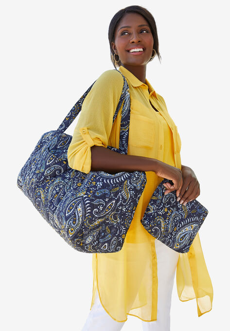 2-Piece Quilted Weekender Set, NAVY PAISLEY, hi-res image number null