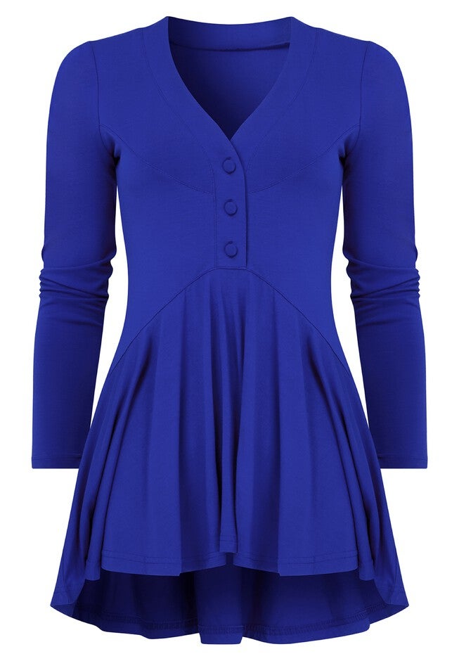Stretch Knit Babydoll Tunic, DARK SAPPHIRE, alternate image number null
