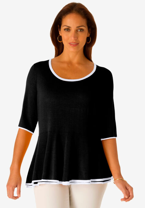 Peplum Sweater, BLACK, hi-res image number null