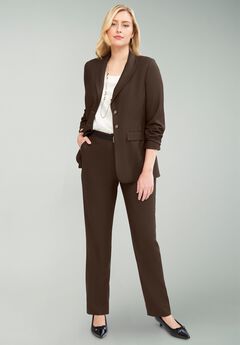 2-Piece Stretch Crepe Single-Breasted Pantsuit